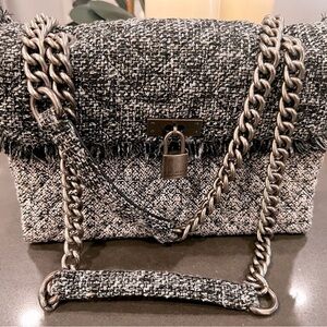 Kurt Geiger Black and Gray Tweed Shoulder Bag